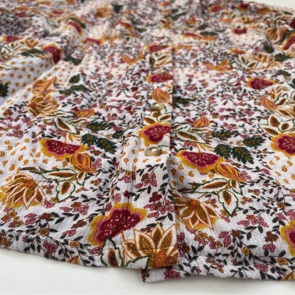 Garnet Hill Cream Floral Paisley Ruffle Fleur Crêpe Blouse Size Medium - Picture 10 of 10